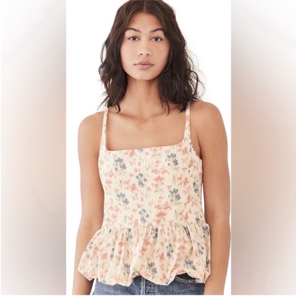 Rebecca Taylor Floral Camisole in Cream and Blue